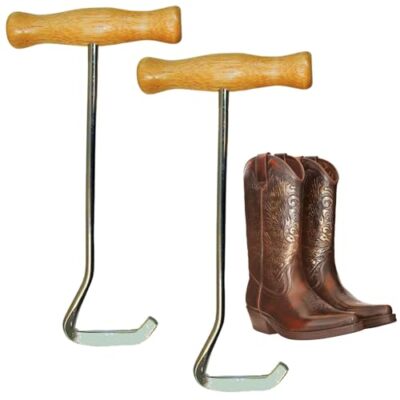 Intrepid International Wooden Handle Boot Hooks Boot Puller, Pair of Durable 