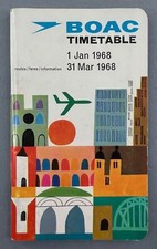 BOAC AIRLINE TIMETABLE JANUARY - MARCH 1968 B.O.A.C. ROUTE MAP VC10 BOEING 707
