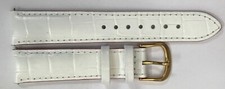 18mm Hamilton Real Leather Watchband White Buckle Clasp Plated, Without Logo