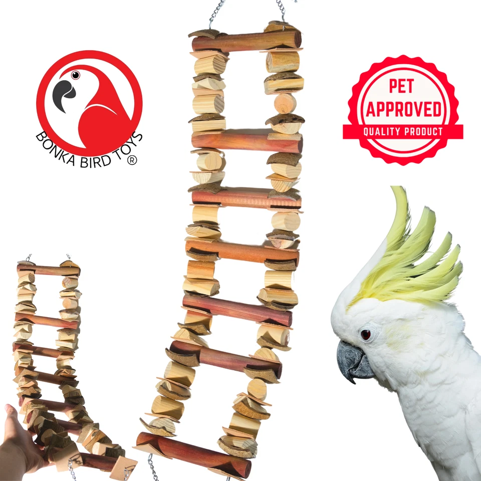 Bonka Bird Toys 2603 Large Coco Chew Ladder Natural Climbing Bridge Parrot Toy
