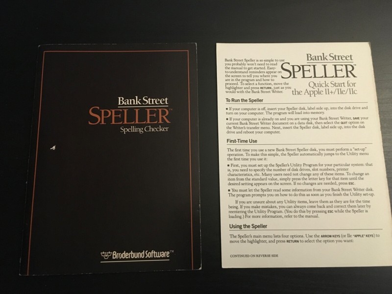 Vintage computer “Bank Street Speller” spelling checker