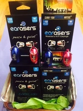TWO Pair EARASERS Earplugs HI FI MUSICIAN (-19dB) + 2 BONUS $112+ val BRAND NEW
