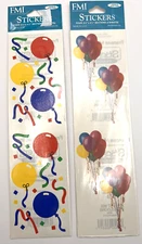 Vintage FMI Frances Meyer Inc New Sticker Lot Birthday 2 Packages Balloons Craft