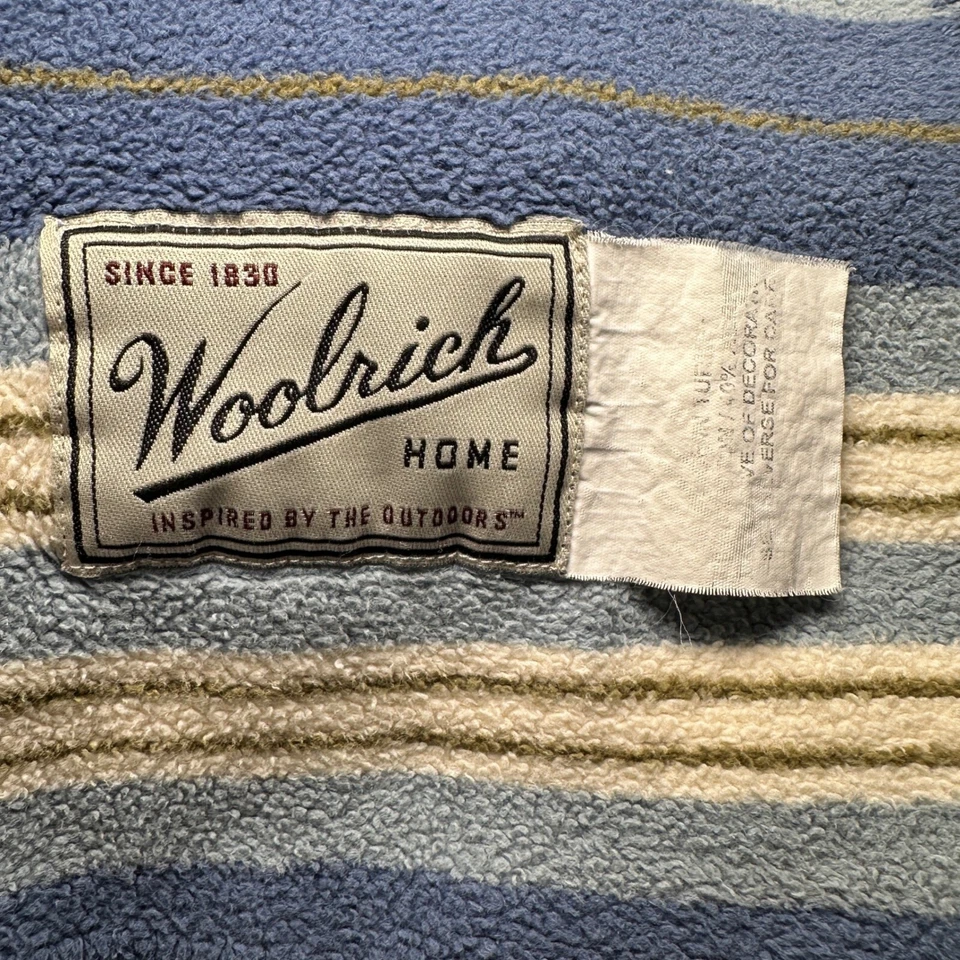 Manta Woolrich Home a Rayas Acogedora Vellón Suave Azul Crema Años 90 Foto 3 de 4