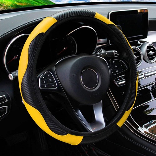 PU Carbon Fiber Leather Car Steering Wheel Cover without Inner Ring Suitable for - Picture 20 of 32