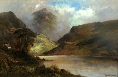 Alfred De Breanski Sr. 1848-1928 Loch Eck Scotland Landscape Oil