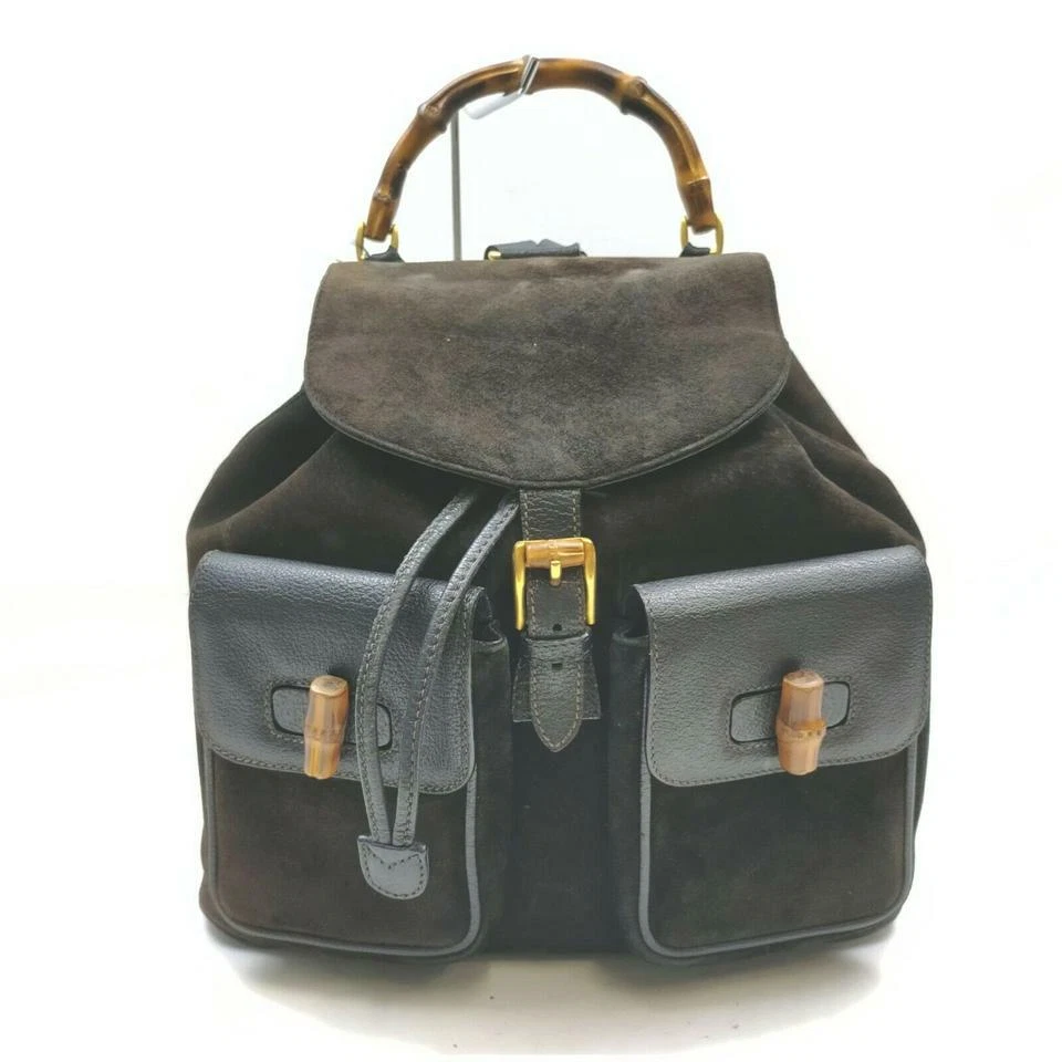 Sac à dos Gucci en daim noir bambou 862003