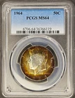 1964 Kennedy Half Dollar 50C PCGS MS64 Silver Golden Toned