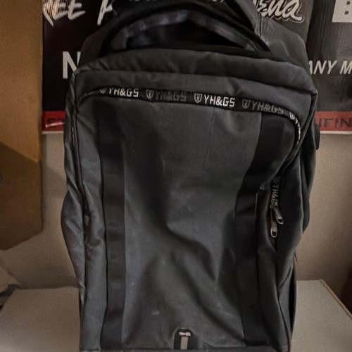 YH&GS Black Carry On Rolling Backpack, Polyester, Adjustable Straps