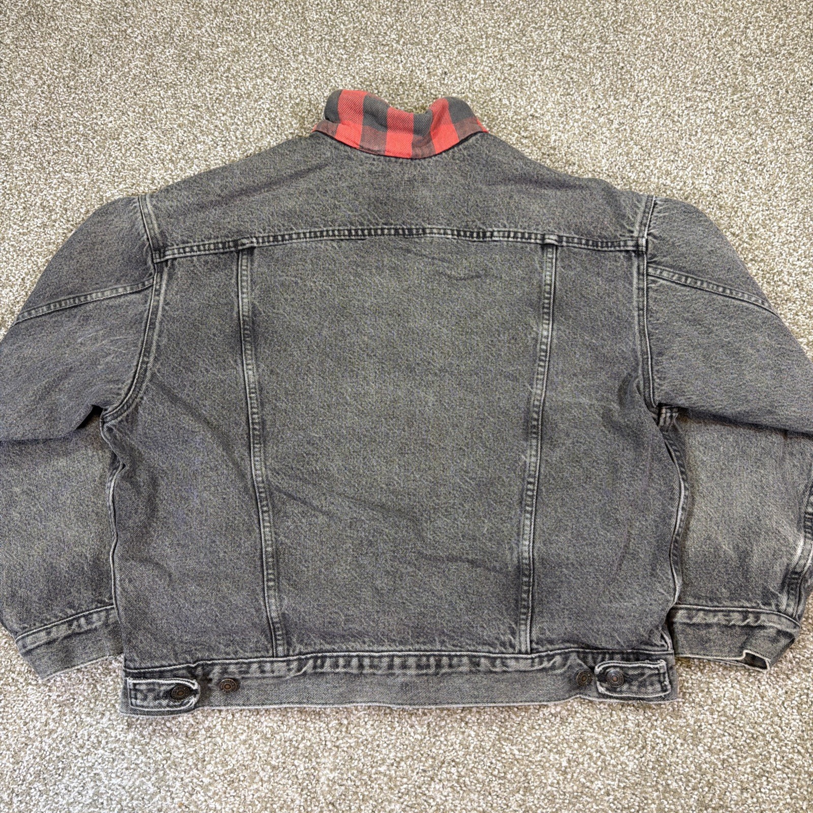 Black Levi Denim Jacket Vintage Flannel Lined Made in USA 80s Size Large Fadeddd thumbnail 7