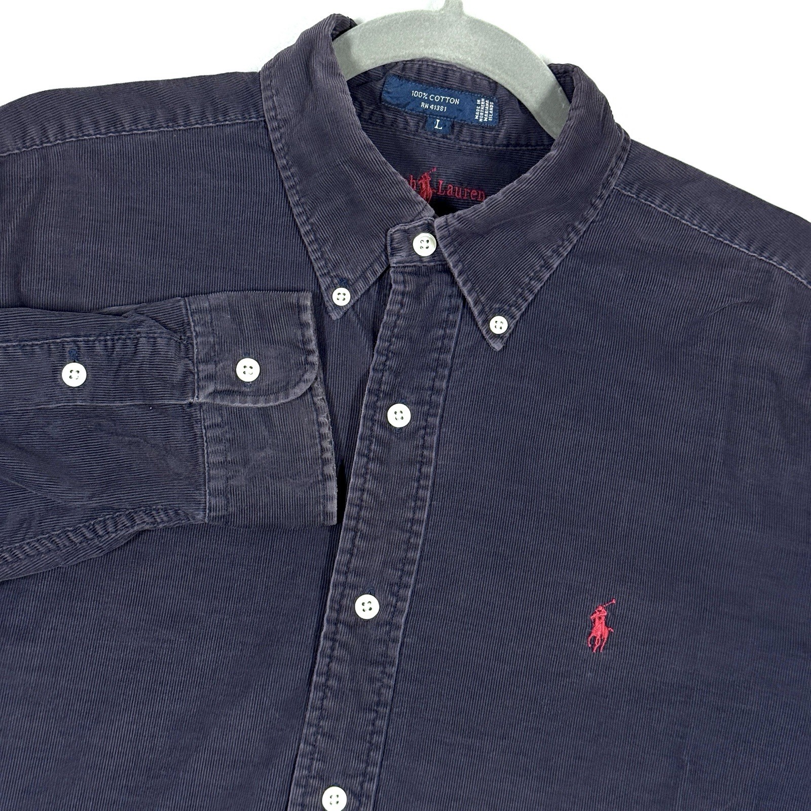 Vintage Ralph Lauren Corduroy Shirt Mens Large Blaire Button Down Long Sleeve