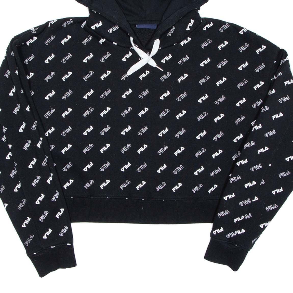 FILA Cropped Felpa Donna Nera con Cappuccio M