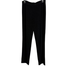 Chicos Travelers Black Pull On Elastic Waist Slinky Knit Straight Leg Pants 1/ M