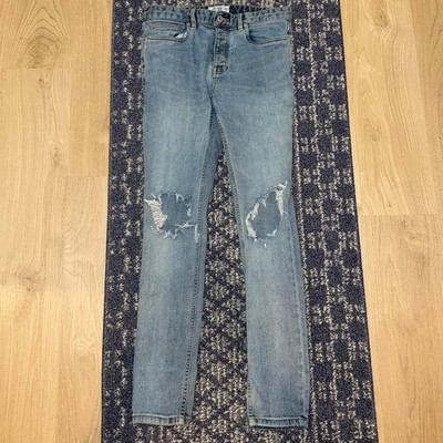 Topman Blue Skinny Jeans 32x32 Distressed Denim Slim Fit Ripped Streetwear Pants