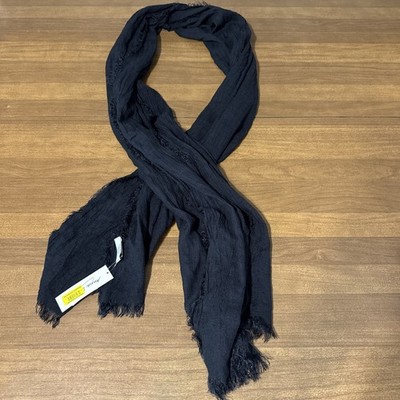 NWT Anna & Ava Women s Black Scarf With Fringe, Modal & Wool Blend, 80 X 30 Inch