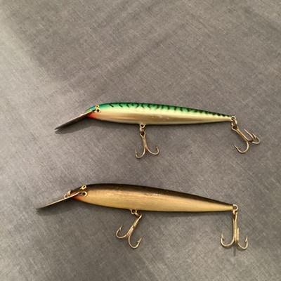 Vintage Pair Of Rapala Magnum Sinking CD18 - Mackerel & Black Back - Excellent !