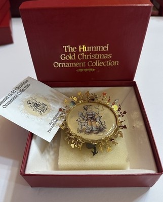 Hummel Gold Christmas Ornament Little Goat Herder Vintage 1988 24 Kt Plated