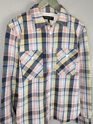 Rag & Bone Shirt Mens Medium Multicolor Snap Button Plaid Flannel Button Up NEW
