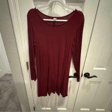 Old Navy Long Sleeve Swing Dress - Burgundy Red - Size M