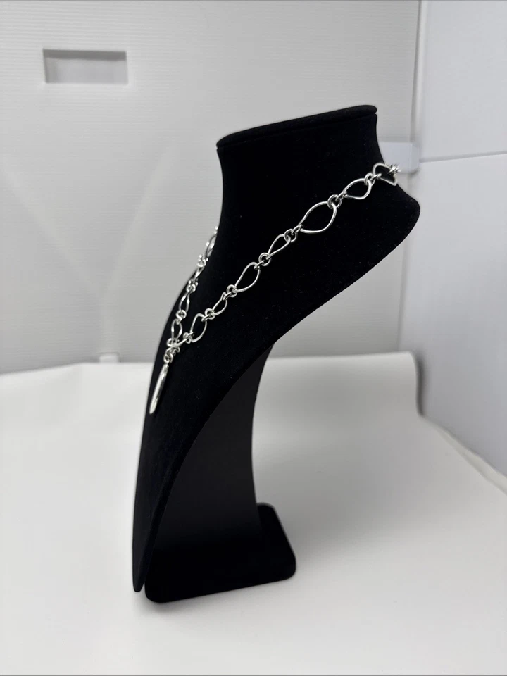 White MOP other of Pearl Shell Pendant Chunky Silver T Chain 17" Necklace AVON - Image 4 of 4