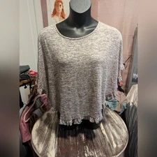 NWT C&C California one size sweater poncho pink/gray