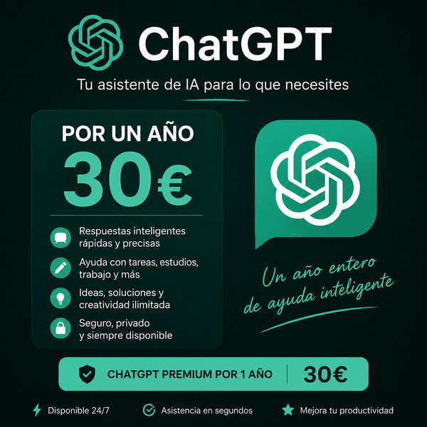 Chat Gpt pro, 1 año 30€