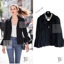 CHANEL 13C Black Flare Sleeves Wool Zipper Tweed Jacket by Karl Lagerfeld 36 US4