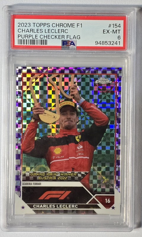 2023 ⛽ PSA 6 Charles Leclerc #/199 Topps Chrome F1 Purple Ch. Flag #154 Read Dis