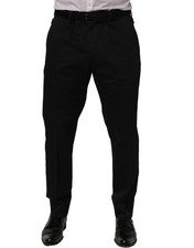 Dolce & Gabbana Black Cotton Tapered Leg Dress Trouser Men's Pants