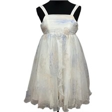 David’s Bridal Size 12 Ivory Floral Tulle Flower Girl Formal Occasion Dress