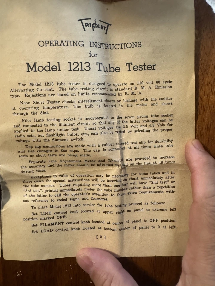 Probador de Tubo Triplett 1213 Comprobador de Tubo de Emisión De Colección Probado Funcionando Hecho en EE. UU. Foto 4 de 4