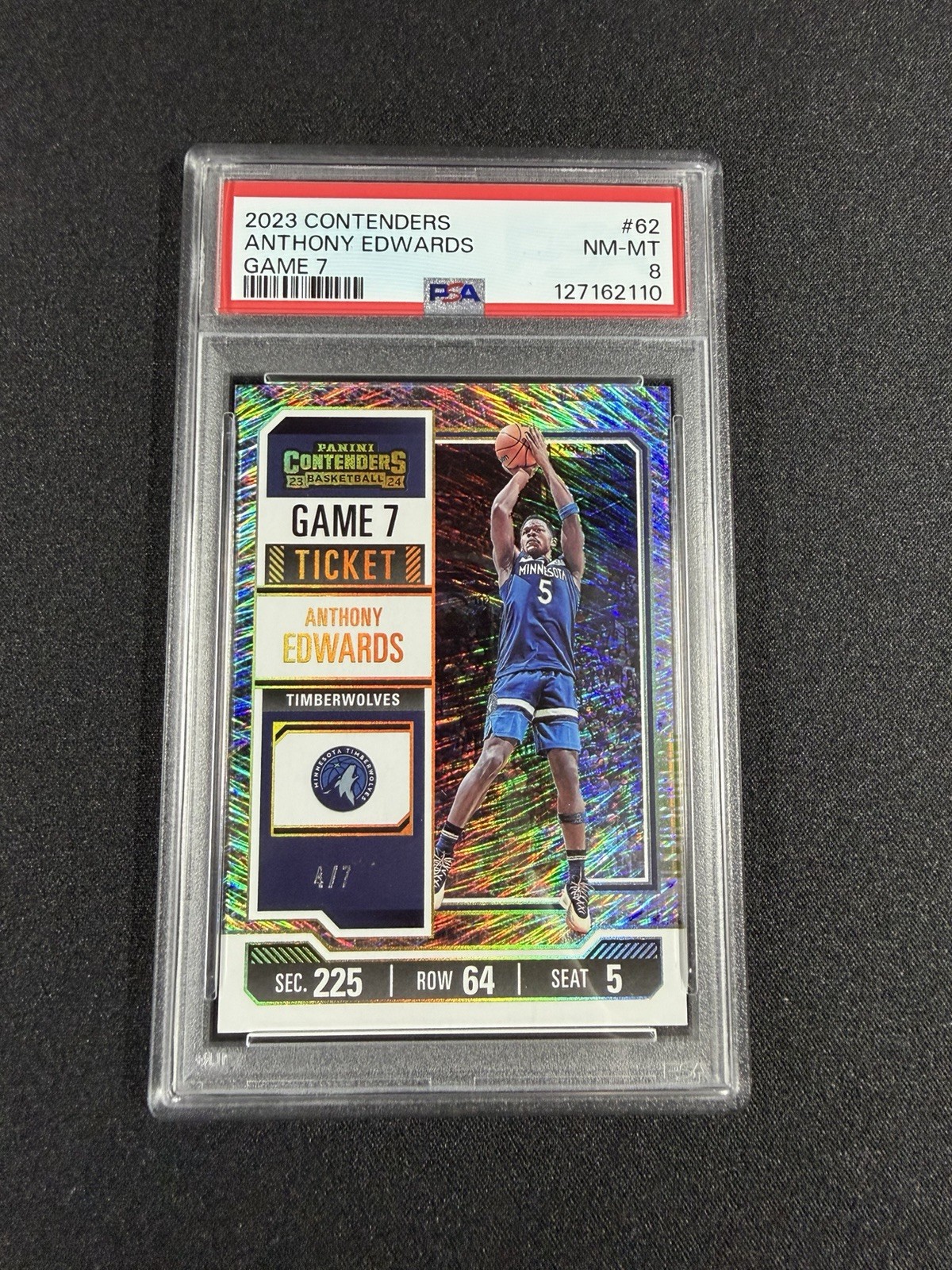 2023-24 Panini Contenders Anthony Edwards /7 Game 7 Ticket #62 PSA 8
