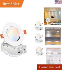 4-Pack 4 inch 5 Color Swivel LED Gimbal Recessed Light with Junction Box, IC...