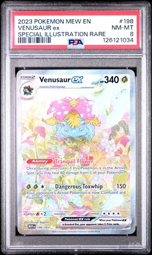 2023 POKEMON MEW EN-151 SPECIAL ILLUSTRATION RARE #198 VENUSAUR EX PSA 8