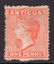 ANTIGUA 1863-67 1D VERMILION FRESH MOUNTED MINT. STANLEY GIBBONS NUMBER 7.