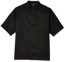 Men's Short Sleeve Unisex Classic Chef Coat, Black, Large