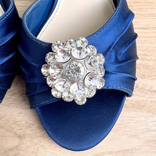Betsey Johnson blaue Satin Peeptoe Heels – Kristall verziert – Damen 7M - Bild 8 von 16