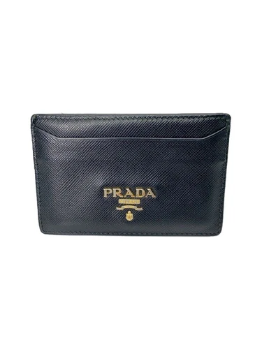 Etui à cartes femme PRADA cuir noir uni occasion