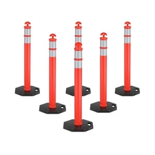 Goplus 45" Delineator Post Cone, 6 Pack Traffic Cone Safety Barrier with 4" R...