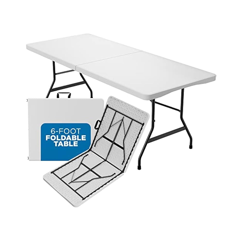 6ft White Plastic Folding Table for Parties & Outdoor Events  