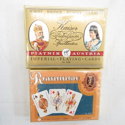 Vtg Piatnik Austria Imperial Playing Cards Kaiser Spielkarten 2 Deck + Romanow