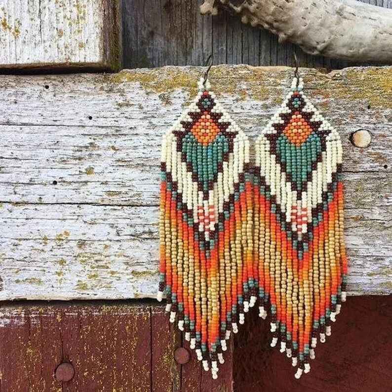 Native American Seed Bead Earrings On Tribal Earrings Native