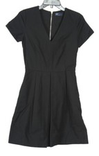 Gap Women’s Dress 0 Black A Line V Neck Exposed Zipper Pockets Stretch Knit