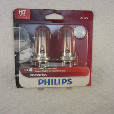 Philips H7VPB2 VisionPlus Upgrade Headlight Bulb 12V 55W 2 Pack