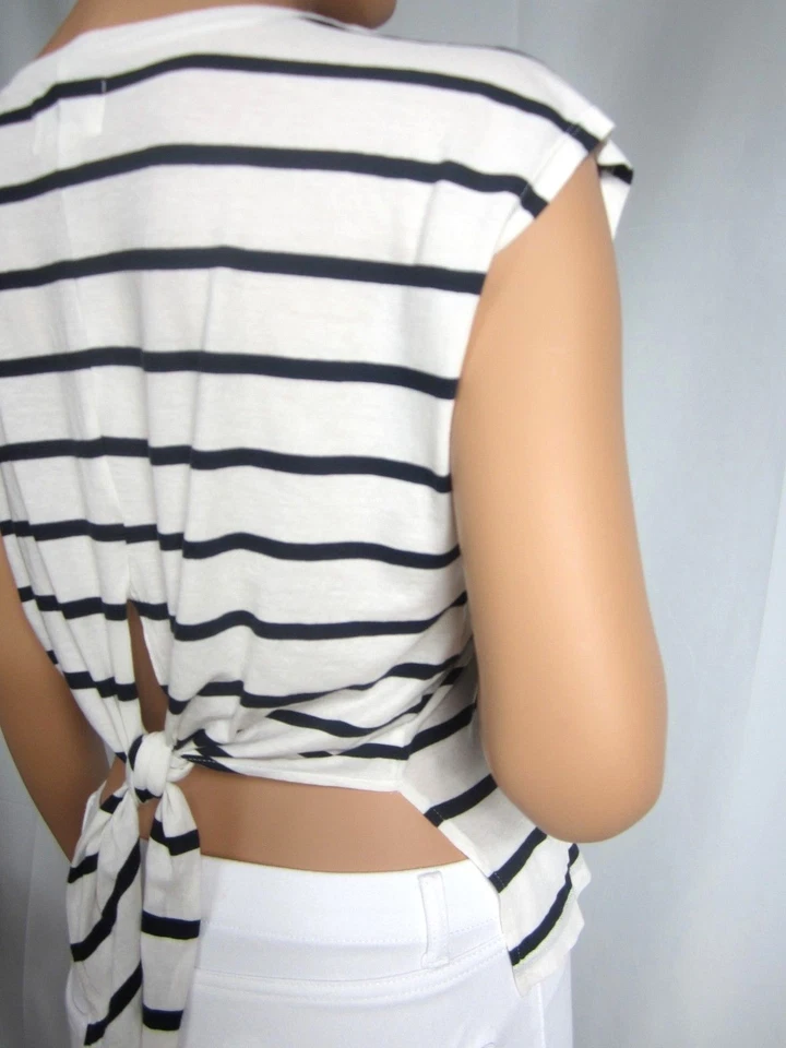 RALPH LAUREN НОВЫЙ В ПОЛОСКУ ГАЛСТУК НАЗАД ВЕРХНИЙ M L XL КРЫШКА РУКАВА ТЕМНО-СИНИЙ КРЕМОВЫЙ (20) - Изображение 3 из 3