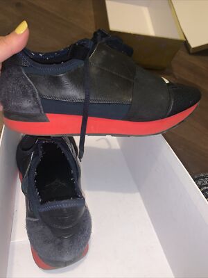 BALENCIAGA RACE RUNNER BLACK/NAVY BLUE/RED UK