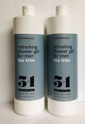 2 Bottles Tea Tree 3-in-1 Refreshing Shower Gel for Men 33.8 fl oz Each