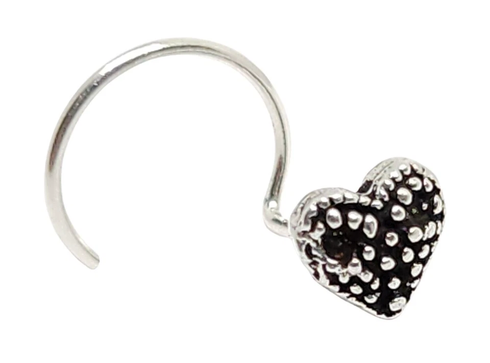 Piercing naso arricciato in argento sterling 925 con borchia cuore fragola 22... - Immagine 3 di 4