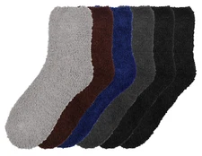 6 Pairs Women Plain Warm Winter Slipper Cozy Fuzzy Stripe Slipper Socks 9-11 Lot