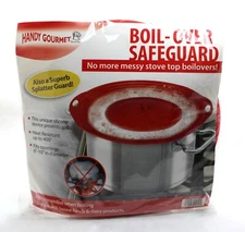 Silicone Boil Over Safeguard Handy Gourmet Kitchen Splatter Guard Red 12.5" NEW